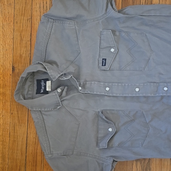 Vintage 90s snap button gray wrangler longsleeve shirt - Picture 7 of 9